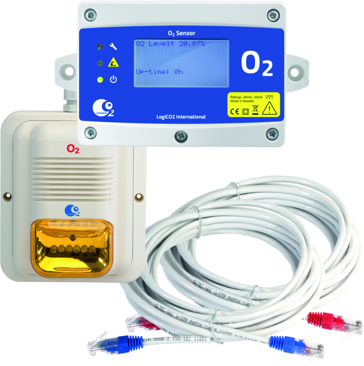 O2 Warngerät-Sensorsatz Mk9-2124-getraenkezapfanlagen.net O2 Warngerät-Sensorsatz Mk9-2124-Erweiterung, O2-Detektorsatz, Mk9 4A, Stand-Alone Gerät, Netzteil 2363-4032, Lieferumfang, CO2-Detektor, Horn, LED Stroboskop, Kabel, Strom-, Kommunikationskabel, Steckerverriegelung, Signalkabel, RJ45 1-4 Stecker, RJ45 1-