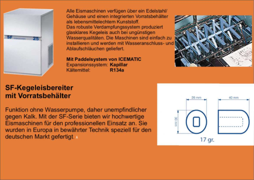 SF140 Kegeleisbereiter mit Vorratsbehälter-SF140M--icematic